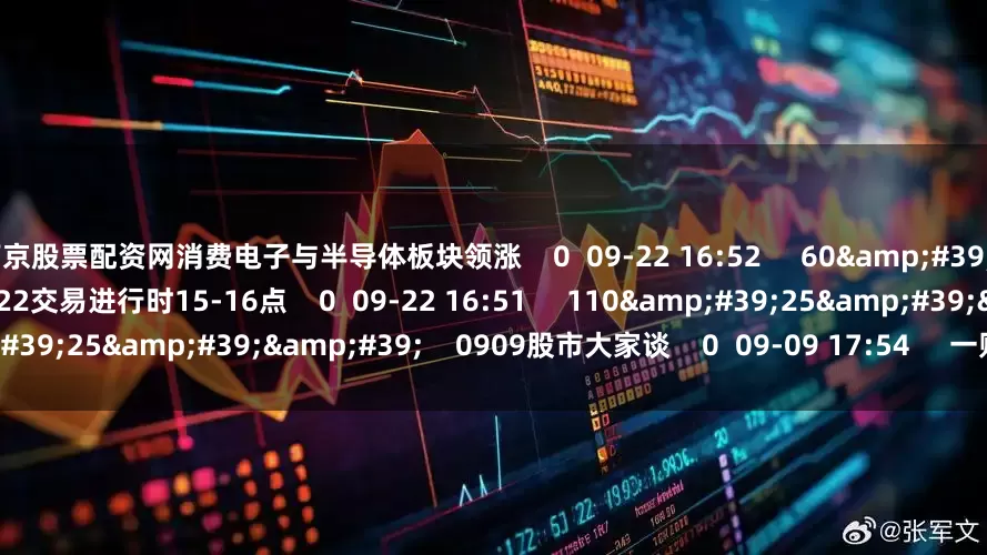 南京股票配资网消费电子与半导体板块领涨    0  09-22 16:52     60'00''    0922交易进行时15-16点    0  09-22 16:51     110'25''    0909股市大家谈    0  09-09 17:54     一财最热    点击关闭