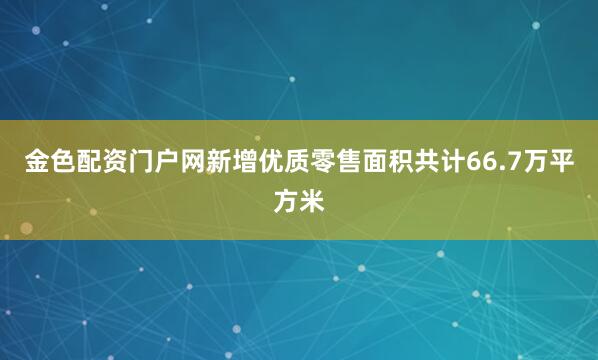 金色配资门户网新增优质零售面积共计66.7万平方米