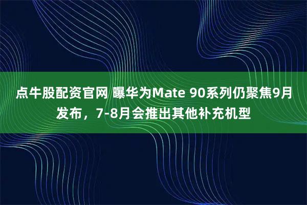 点牛股配资官网 曝华为Mate 90系列仍聚焦9月发布，7-8月会推出其他补充机型